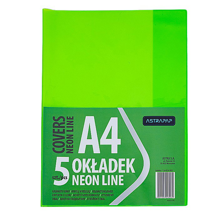 COPERTĂ PLASTIC A4 CULORI NEON 5/SET ASTRA 124024002 [2]