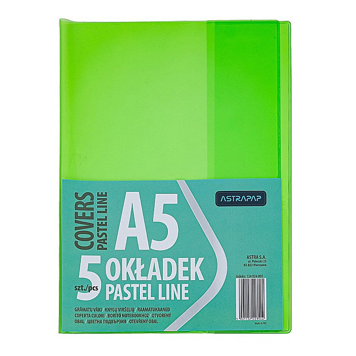 COPERTĂ PLASTIC A5 DIVERSE CULORI  5/SET ASTRA 124024005 [5]