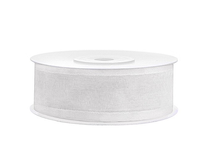 PD BANDA CHIFFON Ribbon chiffon, white, 25mm/25m TSZB25-008 [1]