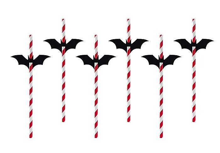 PD PAIE DIN HARTIE PENTRU BAUTURI Straws Bats, red with black, 19,5cm 6/set SLH2 [1]