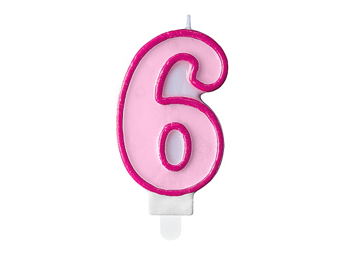 PD LUMANARI TORT Number 6, pink, 7cm SCU1-6-006 [1]