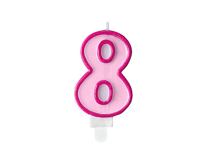 PD LUMANARI TORT Number 8, pink, 7cm SCU1-8-006 [1]
