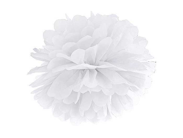 PD POMPOM HARTIE MATASE, Tissue paper Pompom, white, 25cm PP25-008 [1]