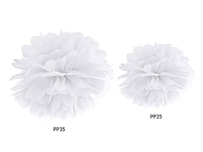 PD POMPOM HARTIE MATASE Tissue paper Pompom, white, 35cm PP35-008 [2]