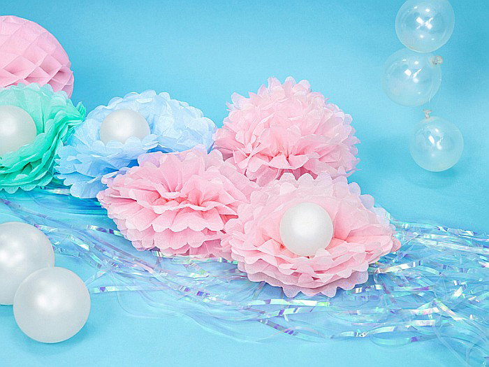 PD POMPOM HARTIE MATASE, Tissue paper Pompom, light pink, 25cm PP25-081 [3]