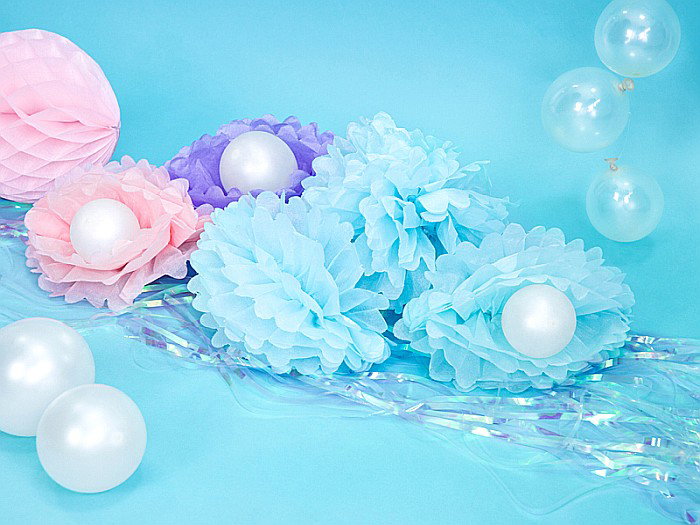 PD POMPOM HARTIE MATASE, Tissue paper Pompom, sky-blue, 25cm PP25-011 [4]
