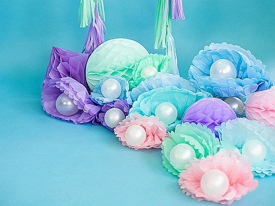 PD POMPOM HARTIE MATASE, Tissue paper Pompom, sky-blue, 25cm PP25-011 [5]