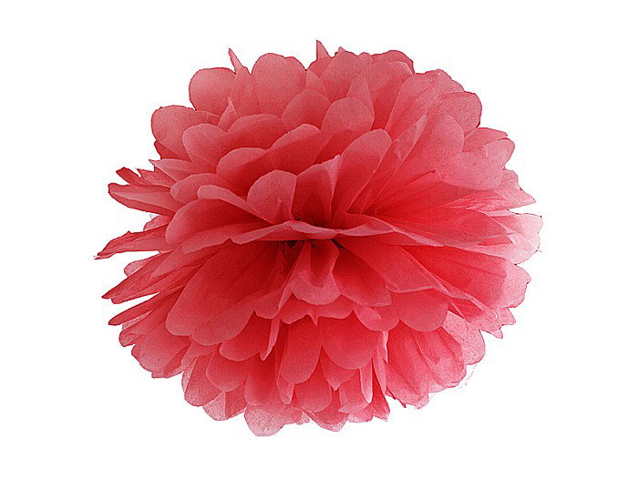 PD POMPOM HARTIE MATASE, Tissue paper Pompom, red, 25cm PP25-007 [1]