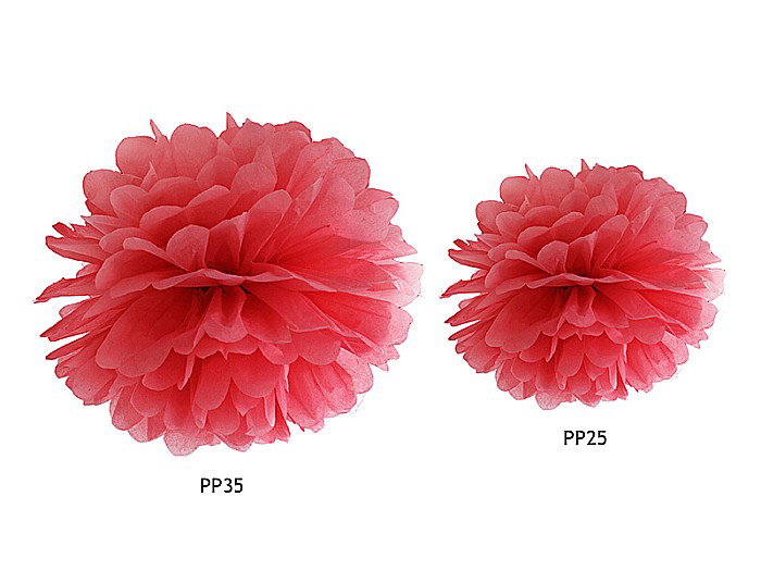 PD POMPOM HARTIE MATASE, Tissue paper Pompom, red, 25cm PP25-007 [2]