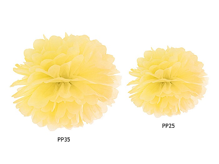 PD POMPOM HARTIE MATASE, Tissue paper Pompom, yellow, 25cm PP25-084 [3]
