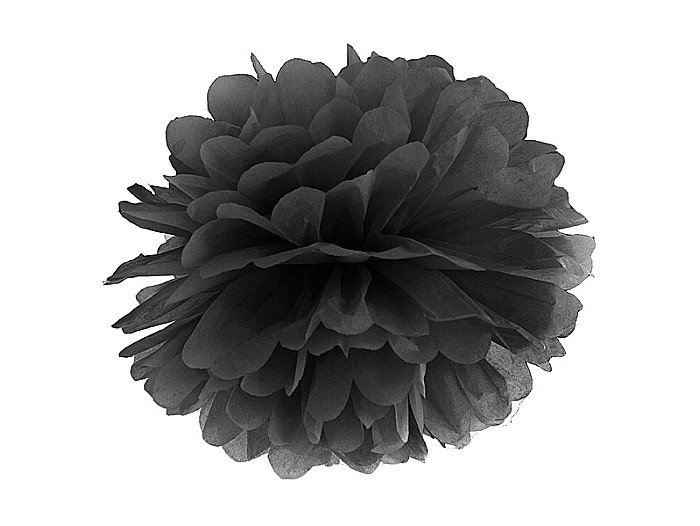 PD POMPOM HARTIE MATASE, Tissue paper Pompom, black, 25cm PP25-010 [1]