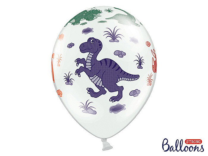 PD BALOANE Balloons 30cm, Dinosaurs, Pastel Pure White, 6/SET SB14P-159-008-6 [1]