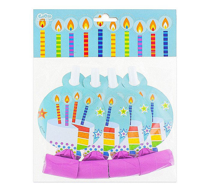 GOD FLUIERE DIN HARTIE PARTY CU MEDALION COLOURFUL PARTY 4/SET PF-GPMKB [2]