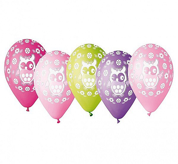 GOD BALOANE Premium Balloons, 30cm, Owl, with overprint, 5/set GD-SO1 [1]