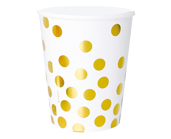GOD PAHARE CARTON, Gold dots, Alb, 270ml, 6/set PF-KPZGB [1]