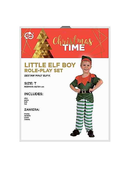 GOD COSTUM PT COPII LITTLE ELF 92/104cm, camasa, pantaloni, curea, caciula SL-ME92 [4]