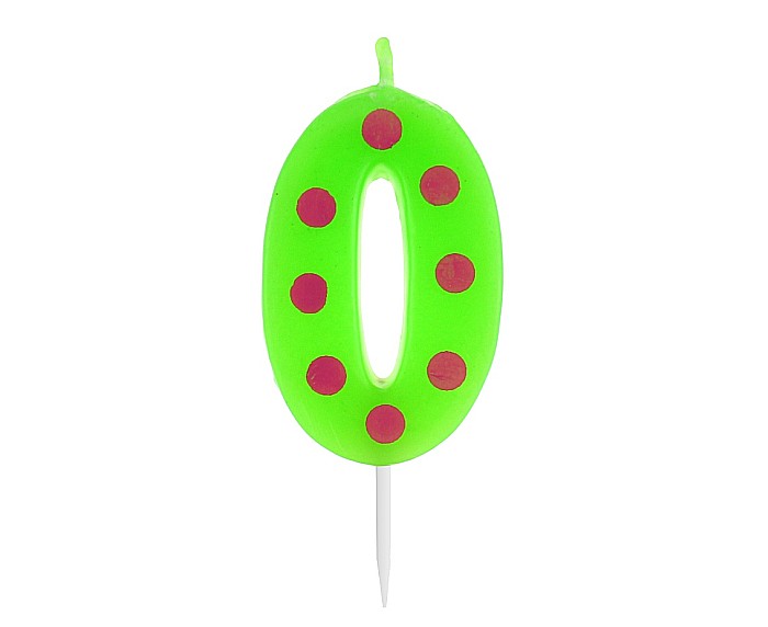 GOD LUMANARI TORT Number 0, pick candle dots, 6cm SWCG0-MM [2]