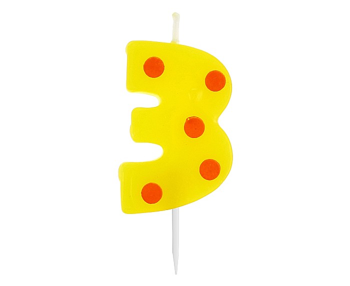 GOD LUMANARI TORT Number 3, pick candle dots, 6cm SWCG3-MM [1]
