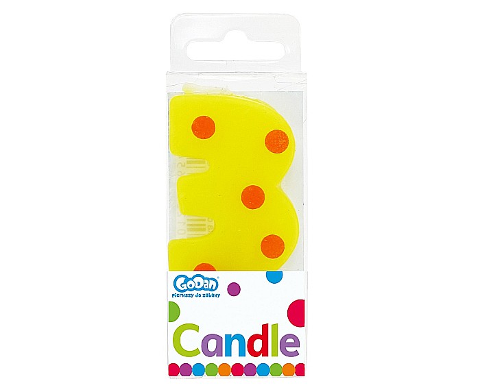 GOD LUMANARI TORT Number 3, pick candle dots, 6cm SWCG3-MM [3]