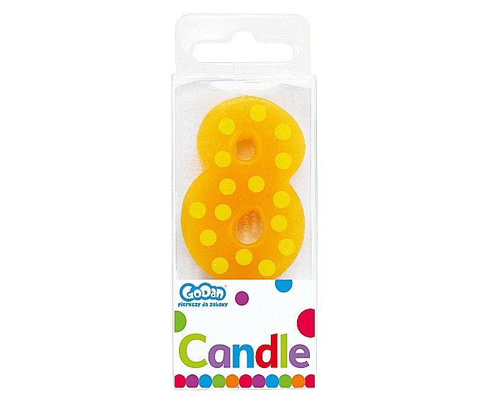 GOD LUMANARI TORT Number 8, pick candle dots, 6cm SWCG8-MM [3]