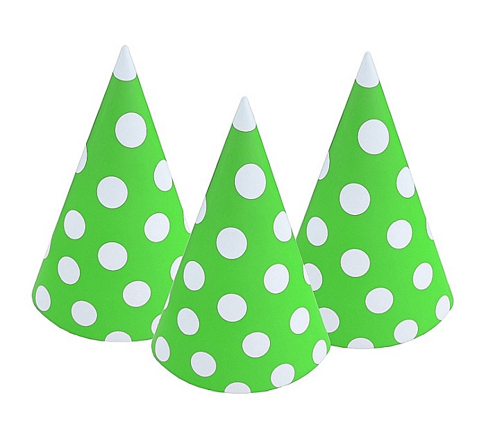 GOD COIF DIN CARTON Paper hats Polka Dots, pistachio, 6/set PF-CGP6 [1]