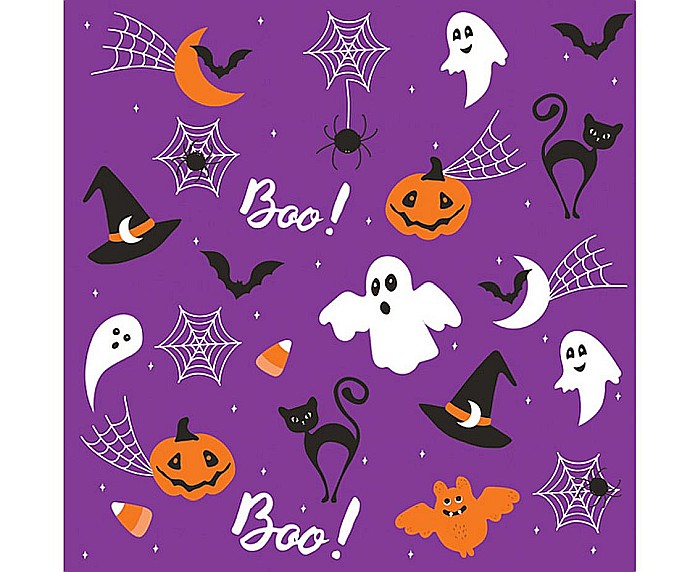 GOD SERVETELE 33*33CM 20/SET HALLOWEEN GRAPHICS ON PURPLE SD_OG_037701 [1]