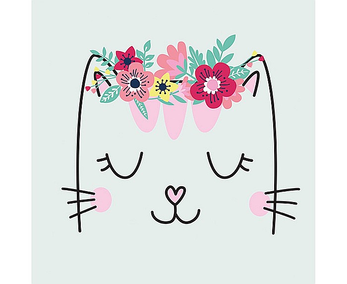 GOD SERVETELE 33*33CM 20/SET SMILING CAT WITH FLOWERS SD_OG_037901 [1]