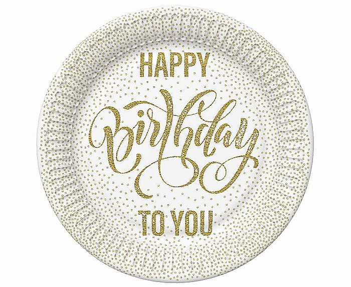GOD FARFURII CARTON Happy Birthday Dotted Gold, 18cm, 8/set TM01_OG_055101 [1]