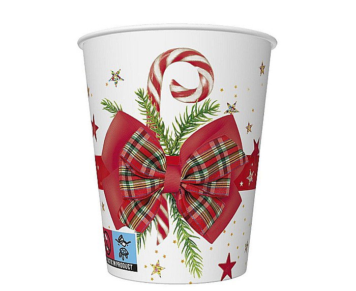 GOD PAHARE CARTON Checked Bow with Candy Cane, 250ml, 8/set KD01_GW_022001 [1]