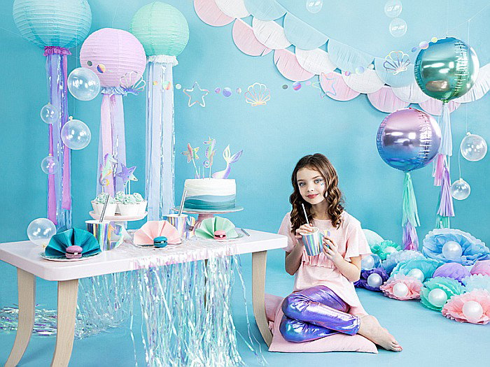 PD POMPOM HARTIE MATASE, Tissue paper Pompom, light misty blue, 25cm PP25-093J [7]