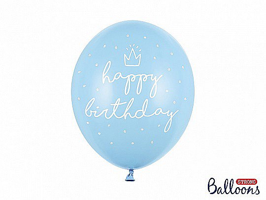 PD BALOANE Strong balloons 30cm, happy birthday, Pastel Baby Blue 6/SET SB14P-244-011-6 [1]