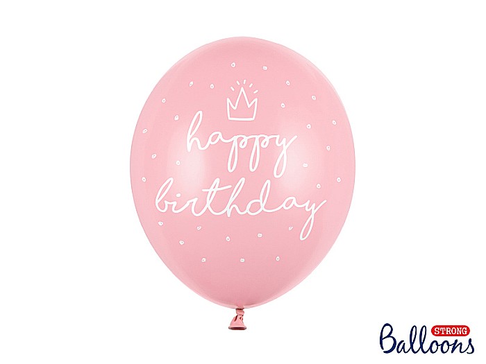 PD BALOANE Strong balloons 30cm, happy birthday, Pastel Baby Pink 6/SET SB14P-244-081J-6 [1]