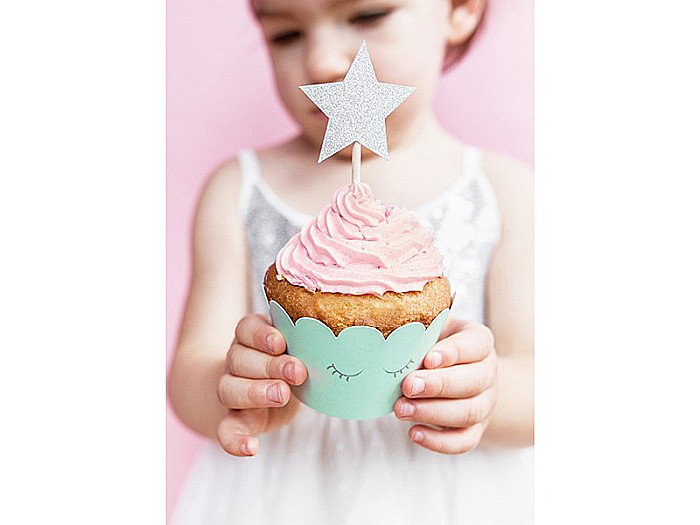 PD DECORATIUNI Tort CRACIUN Cupcake toppers Unicorn - Stars Argintii 11.5CM KPM19-018B [1]