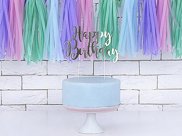 PD DECORATIUNI PENTRU TORT Happy Birthday, silver, 22.5cm KPT11-018M [3]