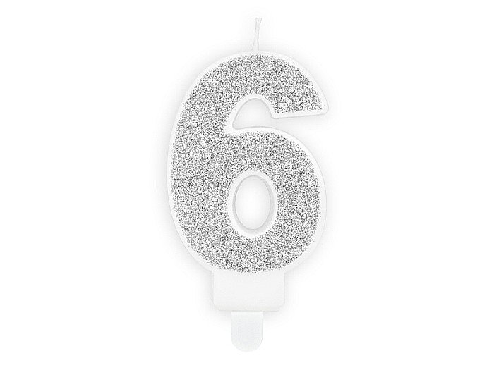 PD LUMANARI TORT Number 6, silver, 7cm SCU3-6-018B [1]