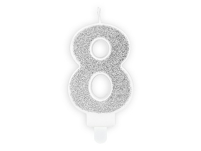 PD LUMANARI TORT Number 8, silver, 7cm SCU3-8-018B [1]