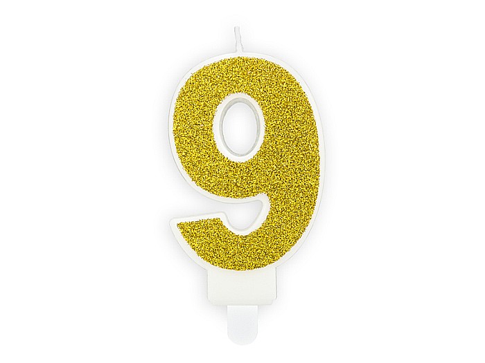 PD LUMANARI TORT Number 9, gold, 7cm SCU3-9-019B [1]