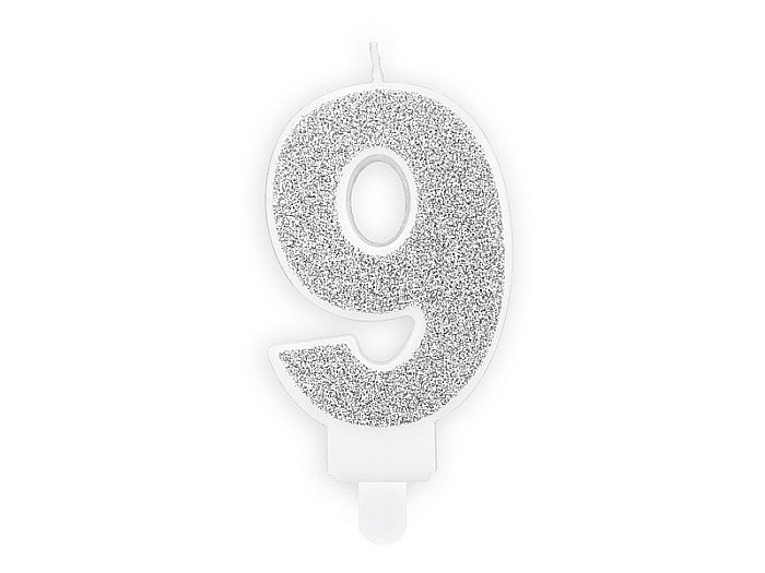 PD LUMANARI TORT Number 9, silver, 7cm SCU3-9-018B [1]