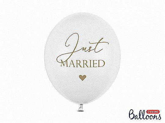 BALOANE Balloons 30 cm, Just Married, Pastel Pure White 6/SET SB14P-237-008-6 [1]