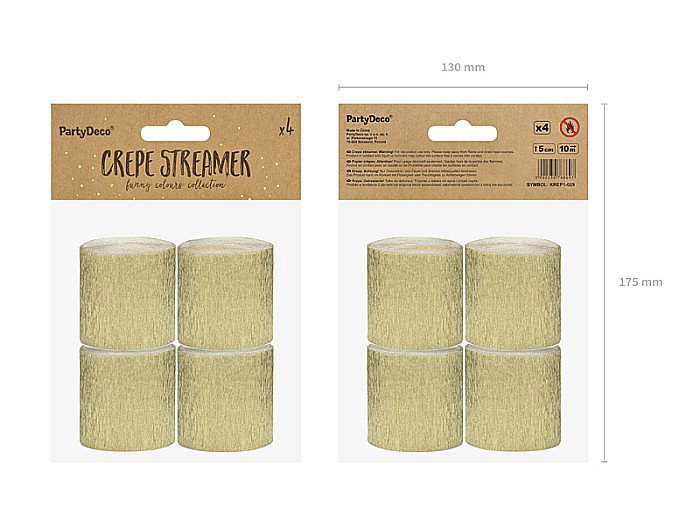 PD BANNER HARTIE CREPONATA, Crepe streamer, 5cm/10m, gold, 4/set KREP1-019 [4]