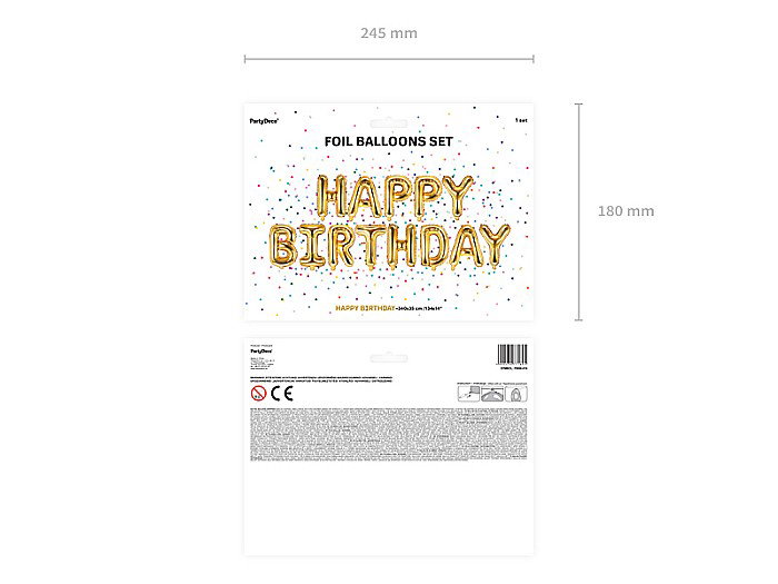 PD BALON FOLIE ALUMINIU Happy Birthday, 340x35cm, gold FB6M-019 [3]