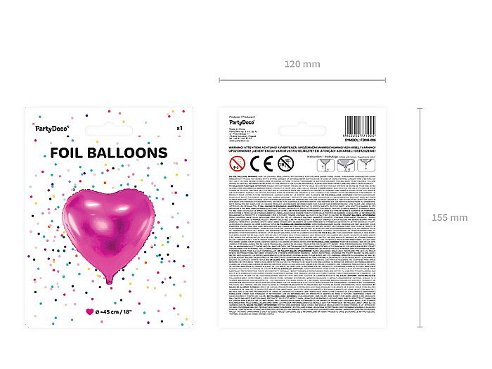 PD BALON FOLIE ALUMINIU Heart, 45cm, dark pink FB9M-006 [7]