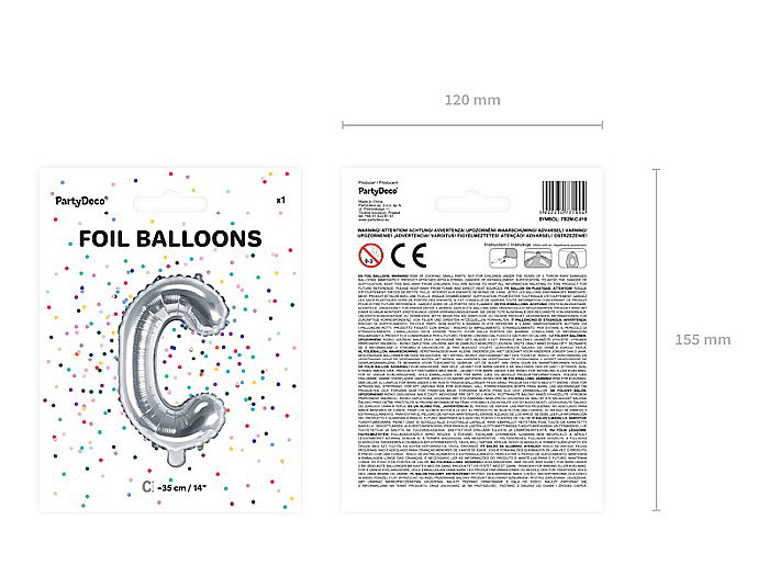 PD BALON FOLIE ALUMINIU Letter "C", 35cm, silver FB2M-C-018 [3]