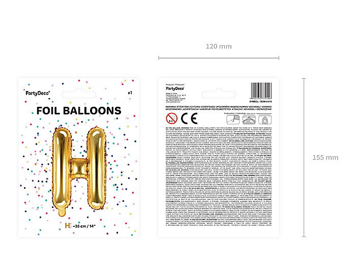 PD BALON FOLIE ALUMINIU Letter "H", 35cm, gold FB2M-H-019 [3]