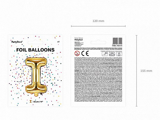 PD BALON FOLIE ALUMINIU Letter "I", 35cm, gold FB2M-I-019 [7]
