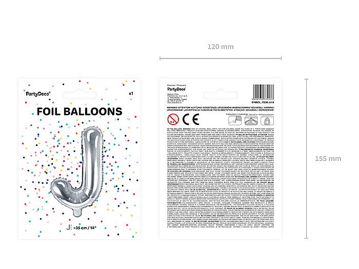 PD BALON FOLIE ALUMINIU Letter "J", 35cm, silver FB2M-J-018 [3]