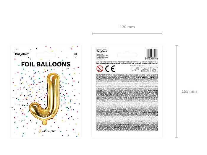 PD BALON FOLIE ALUMINIU Letter "J", 35cm, gold FB2M-J-019 [4]