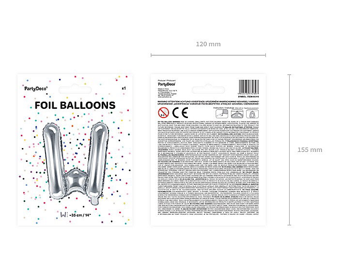 PD BALON FOLIE ALUMINIU Letter "W", 35cm, silver FB2M-W-018 [4]