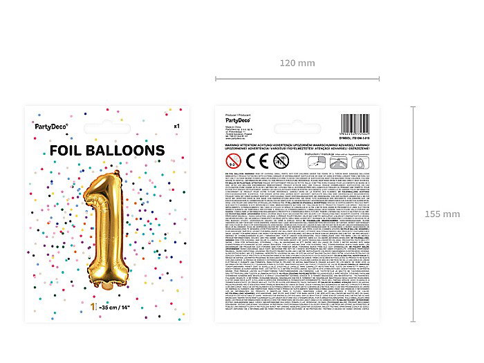 PD BALON FOLIE ALUMINIU Number "1", 35cm, gold FB10M-1-019 [4]
