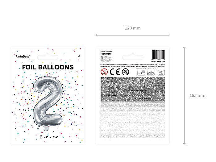 PD BALON FOLIE ALUMINIU Number "2", 35cm, silver FB10M-2-018 [3]